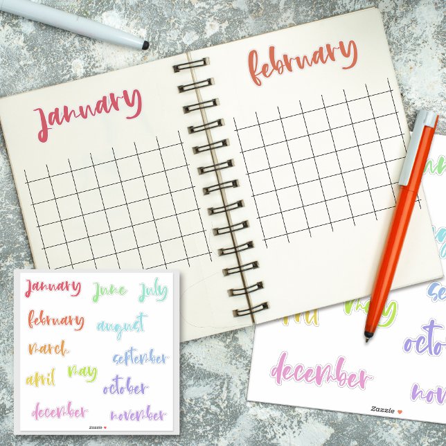 Calligraphy Script Rainbow Months of the Year (Creator Uploaded)