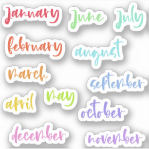 Calligraphy Script Rainbow Months of the Year