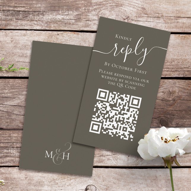 Calligraphy Script Reply RSVP QR Code Enclosure Card (Creator Uploaded)