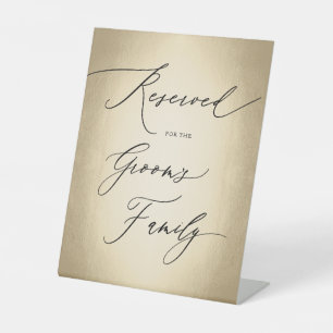 Calligraphy Script Reserved For Groom Wedding Pedestal Sign