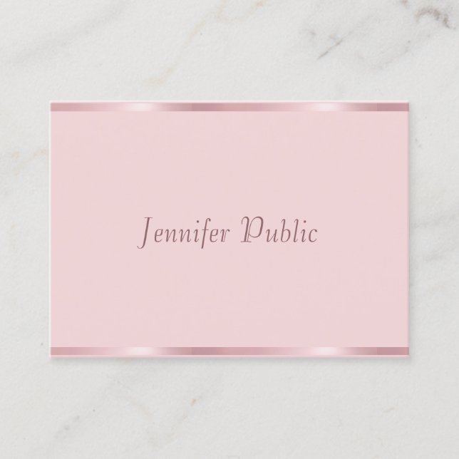 Calligraphy Script Rose Gold Professional Modern Business Card (Front)