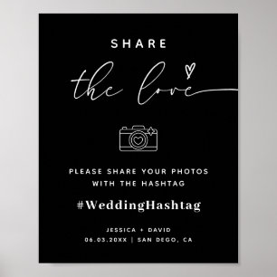 Calligraphy Script Share The Love Wedding Hashtag  Poster