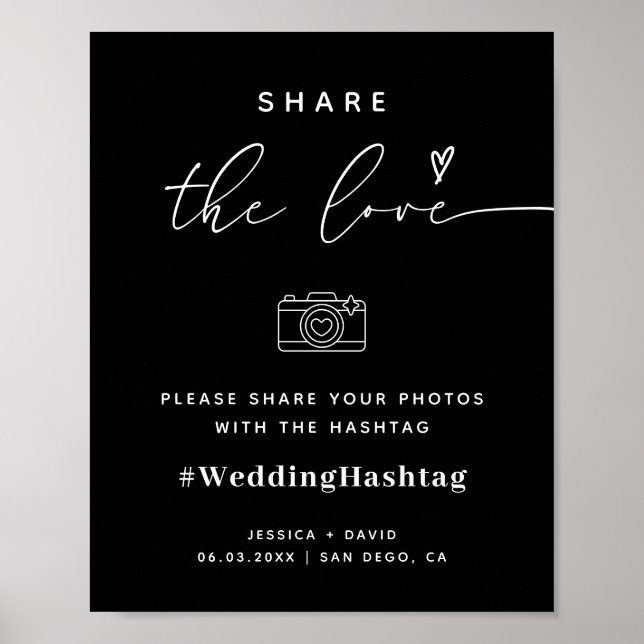 Calligraphy Script Share The Love Wedding Hashtag  Poster (Front)