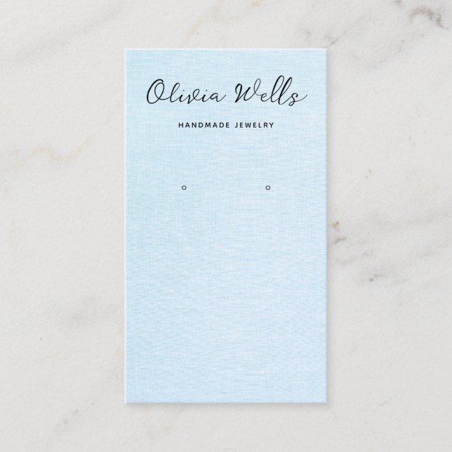 Calligraphy Script Simple Blue Earring  Business  Card (Front)