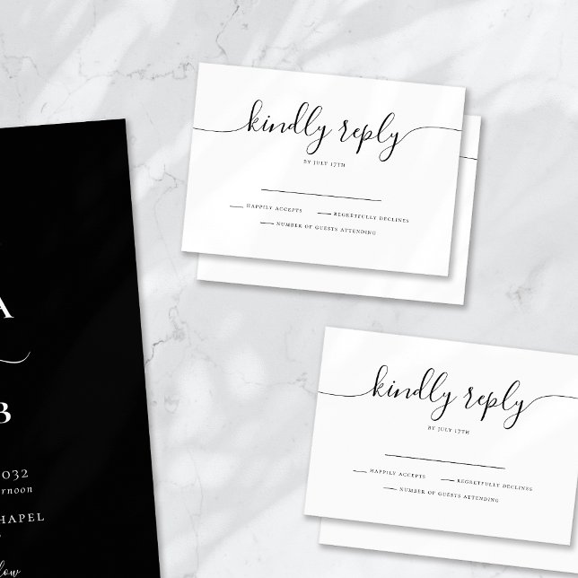 Calligraphy Script Simple Modern Wedding RSVP Card (Creator Uploaded)