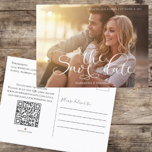 Calligraphy Script Simple Photo QR Code Website Announcement Postcard