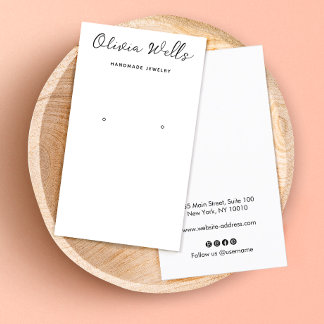 Calligraphy Script Simple White Earring Business Card