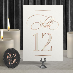 Calligraphy Script Table Number Foil Sign