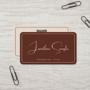 Calligraphy Script Terracotta Premium Silk Luxury Business Card