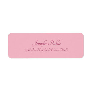 Calligraphy Script Text Elegant Pink Plain Modern Return Address Label