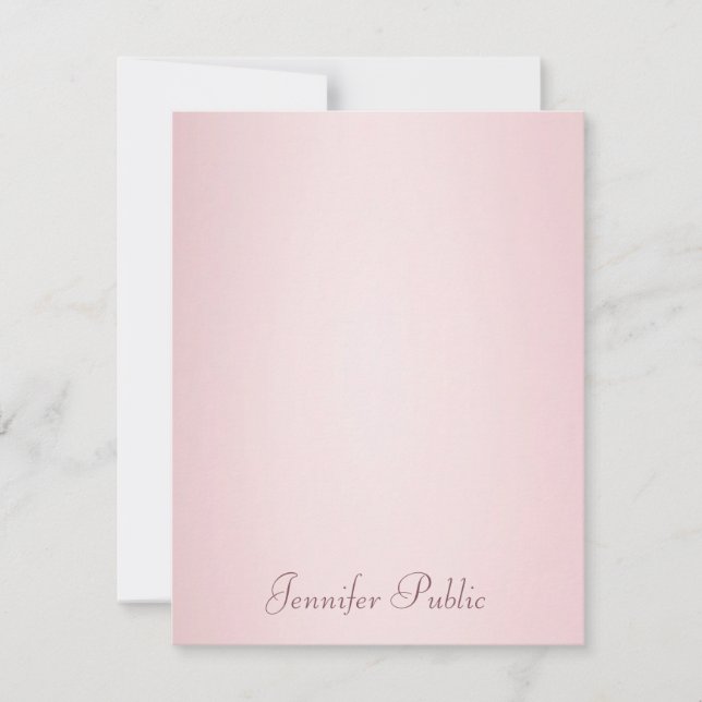 Calligraphy Script Trendy Rose Gold Elegant Modern Card (Front)