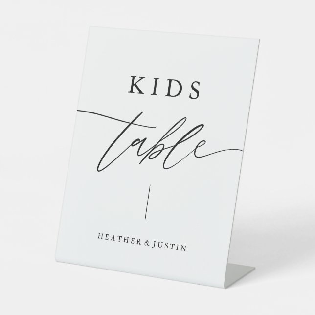 Calligraphy Script Wedding Kids Table Sign (Front)