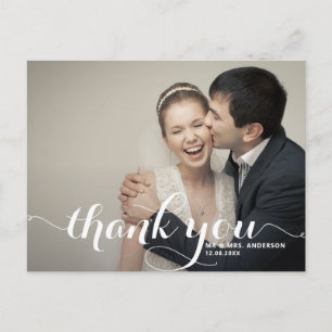 Calligraphy Script Wedding Photo Postcard