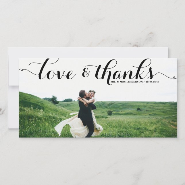 CALLIGRAPHY SCRIPT WEDDING THANK YOU PHOTO CARD (Front)