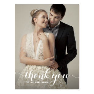 Calligraphy Script Wedding Thank You Postcard