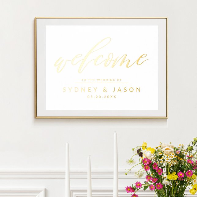 Calligraphy Script Welcome Minimal Modern Wedding Foil Prints (Creator Uploaded)