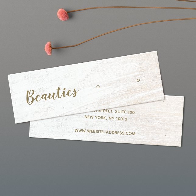 Calligraphy Script White Wood Earring Display Mini Business Card (Creator Uploaded)