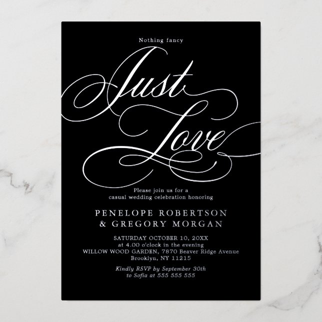 Calligraphy silver nothing fancy just love wedding (Front)