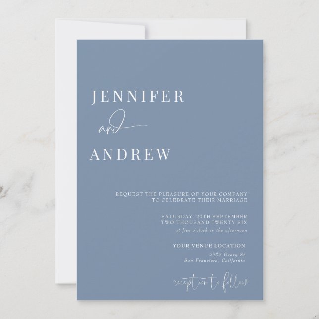 Calligraphy Simple Elegant Modern Wedding  Invitation (Front)