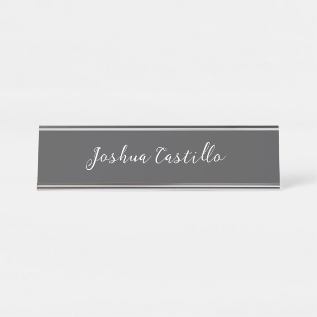 Calligraphy Simple Grey Professional Name Desk Name Plate (Front)