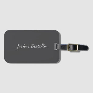 Calligraphy Simple Grey Professional Name Luggage Tag