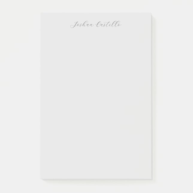 Calligraphy Simple Grey Professional Name Post-it Notes (Front)