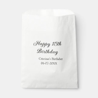 calligraphy simple minimal happy 15th birthday favour bag