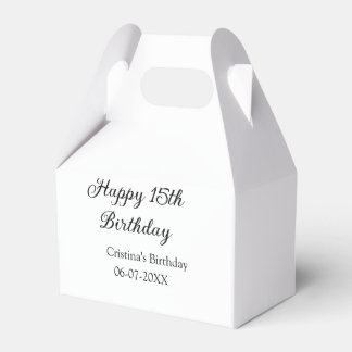 calligraphy simple minimal happy 15th birthday favour box