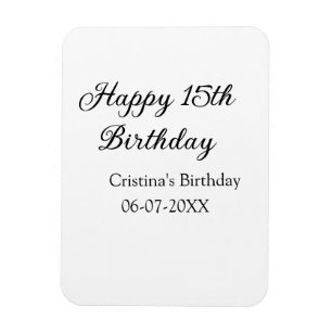 calligraphy simple minimal happy 15th birthday magnet