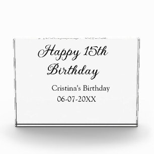 calligraphy simple minimal happy 15th birthday photo block