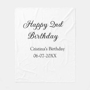 calligraphy simple minimal happy 2nd birthday fleece blanket