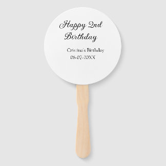 calligraphy simple minimal happy 2nd birthday hand fan