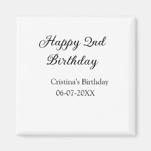 calligraphy simple minimal happy 2nd birthday magnet