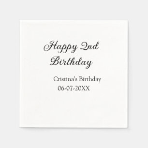 calligraphy simple minimal happy 2nd birthday napkin