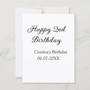 calligraphy simple minimal happy 2nd birthday postcard