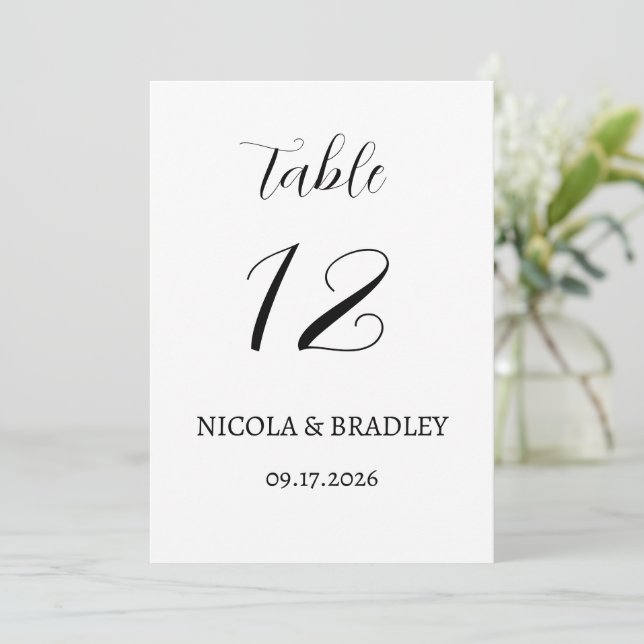 Calligraphy Simple Names & Date Table Numbers (Standing Front)
