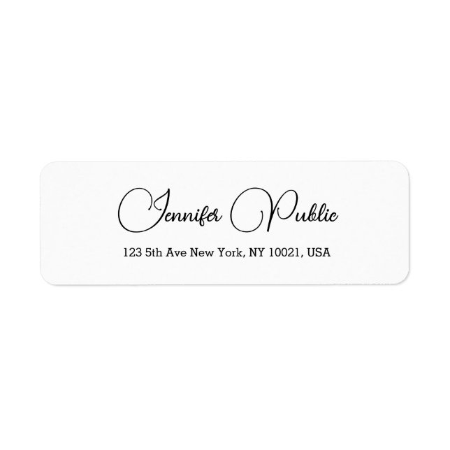 Calligraphy Simple Template Trendy Return Address Label (Front)