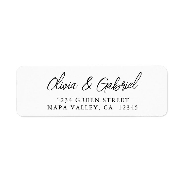 Calligraphy. Simple Wedding  Return Address Label (Front)