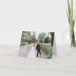 Calligraphy Single Photo Wedding Thank You Card