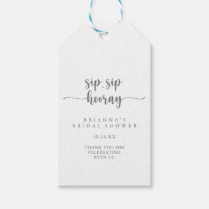 Calligraphy Sip Sip Silver Hooray Bridal Shower Gift Tags