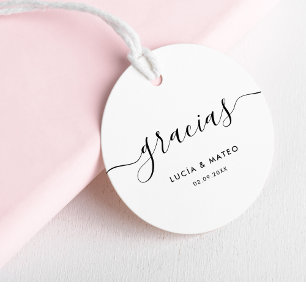 Calligraphy Spanish Thank You Wedding Gracias  Favour Tags