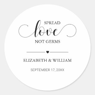 Calligraphy Spread Love Not Germs Hand Sanitizer Classic Round Sticker