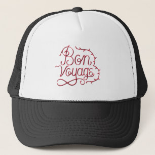 Calligraphy sticker bon voyage trucker hat
