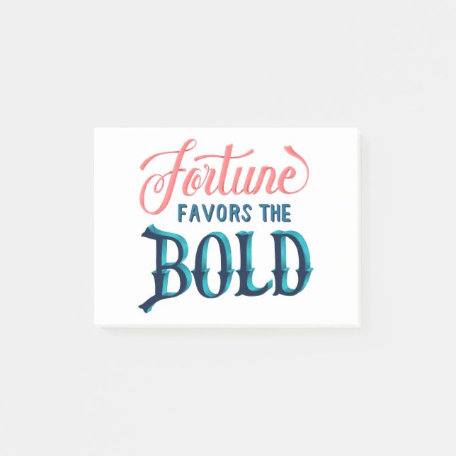 Calligraphy sticker fortune favours the bold Quote Post-it Notes (Front)