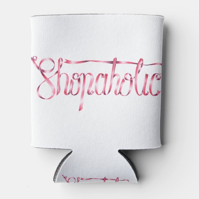 Calligraphy sticker shopaholic Quote Can Cooler (Front)