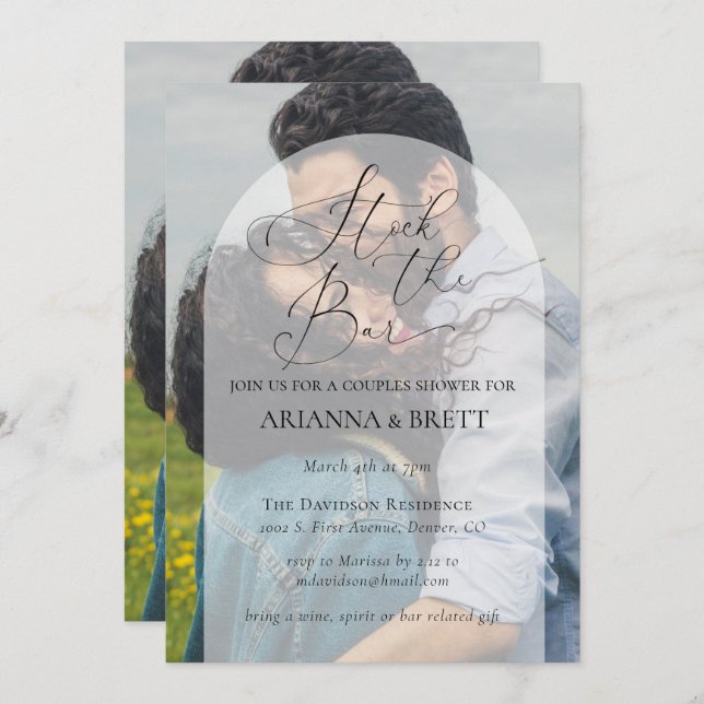 Calligraphy Stock the Bar Couples Shower Invitatio Invitation (Front/Back)