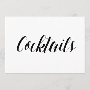 Calligraphy Style "Cocktails" Wedding Sign Invitation