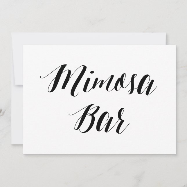 Calligraphy Style "Mimosa Bar" Wedding Sign Invitation (Front)
