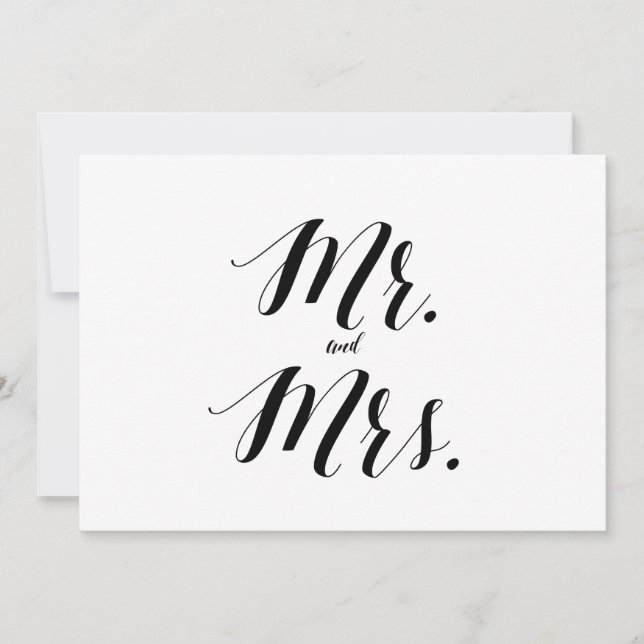 Calligraphy Style "Mr. and Mrs." Wedding Sign (Front)