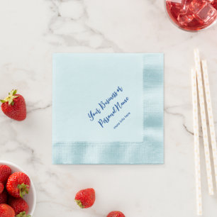 Calligraphy style personalised  blue napkin